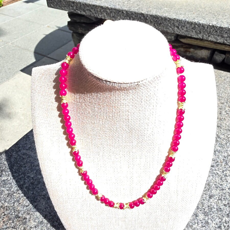 Burmese Ruby 18.5in. Necklace w/ Gold-Filled Accents - 6mm beads
