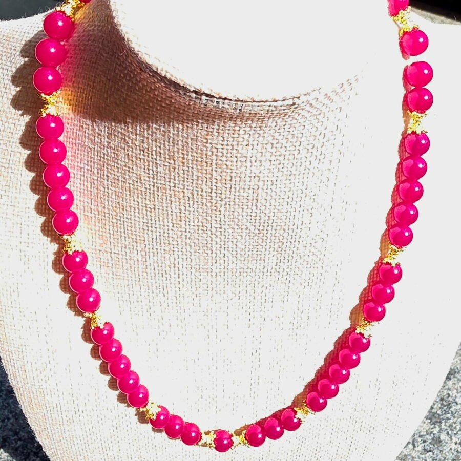 Burmese Ruby 18.5in Necklace w/ Gold-Filled Accents